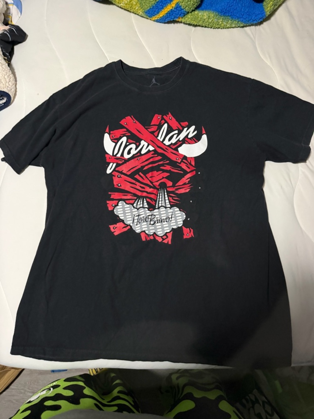 Jordan Black Short-Sleeve Tee with Red & White Graphic